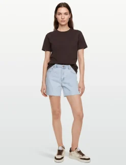 A CLAUDIA CUT OFF BLEACHED STONE - Denimshorts