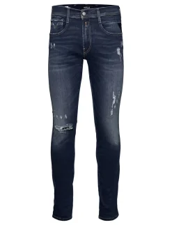 ANBASS SLIM Hyperflex Re-Used XLite Sustainable DENIM Trousers DARK BLUE - Slim jeans