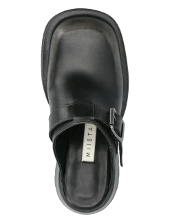 Aroa Brushed Grey Buckled Mules - Mules med hæle