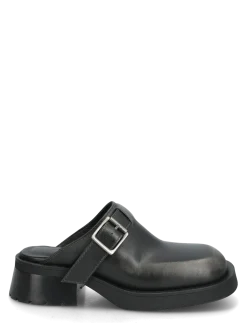 Aroa Brushed Grey Buckled Mules - Mules med hæle
