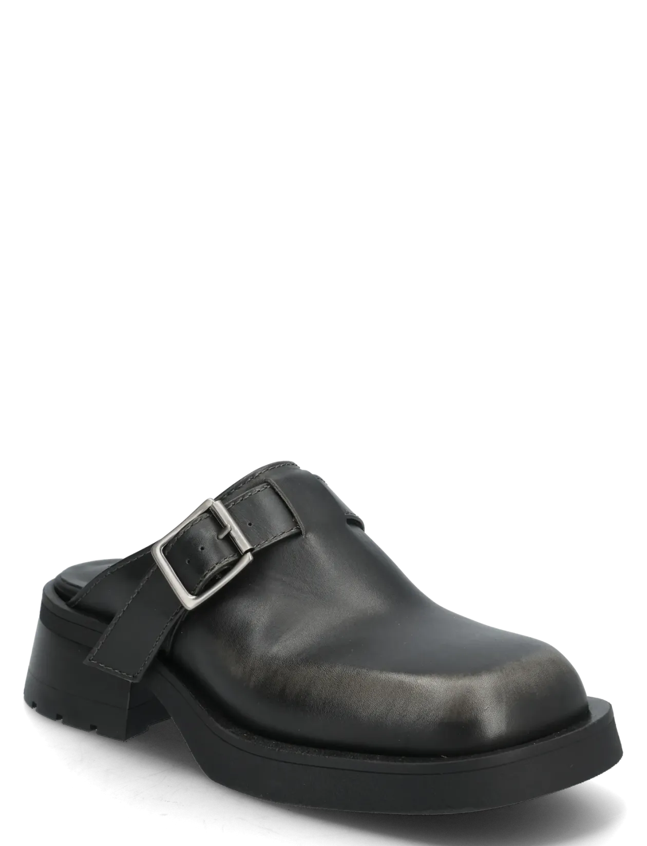 Aroa Brushed Grey Buckled Mules - Mules med hæle