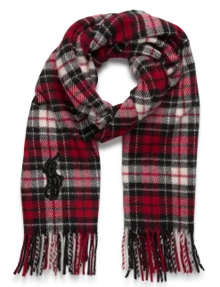 Beaded Big Pony Plaid Wool Scarf - Halstørklæder