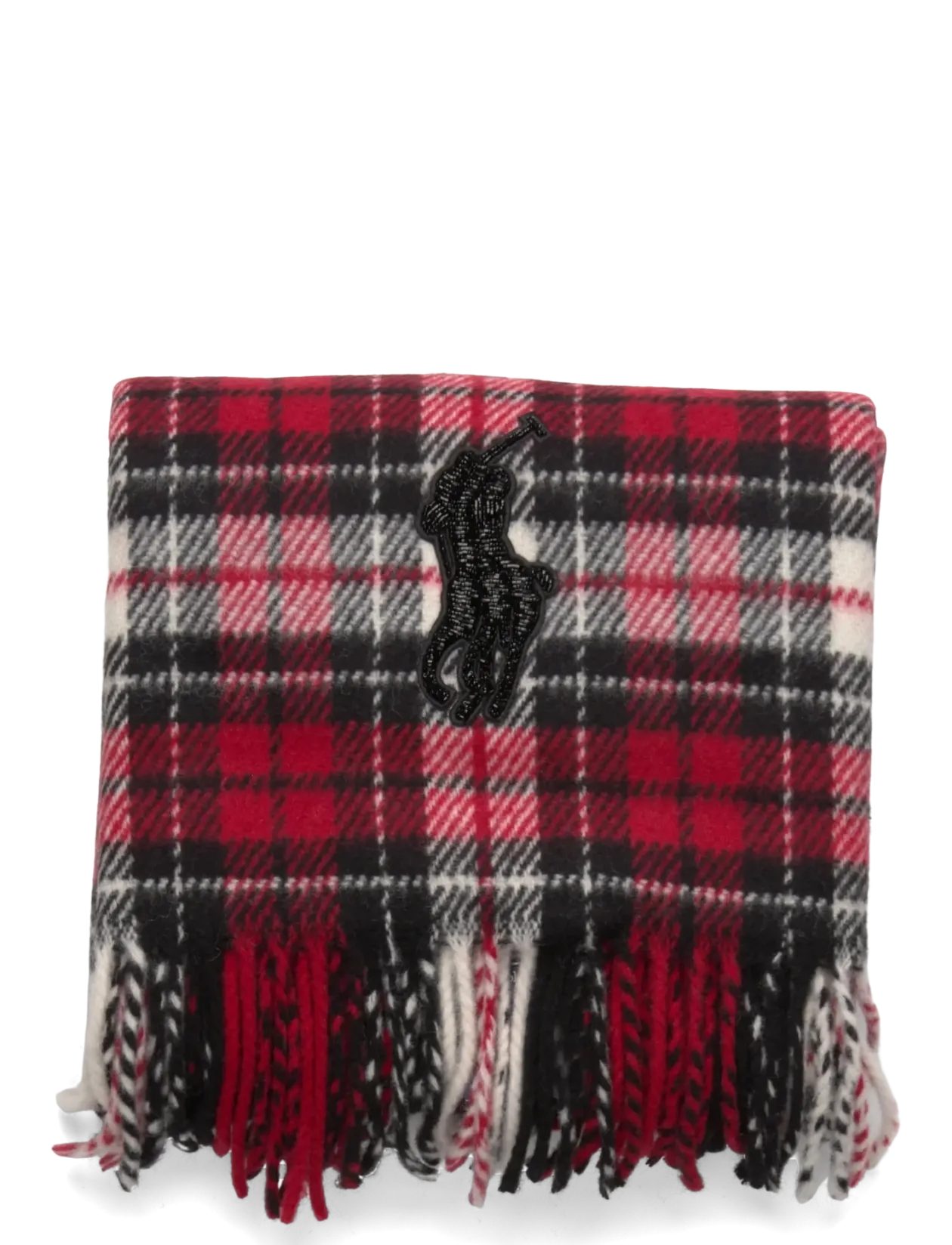 Beaded Big Pony Plaid Wool Scarf - Halstørklæder