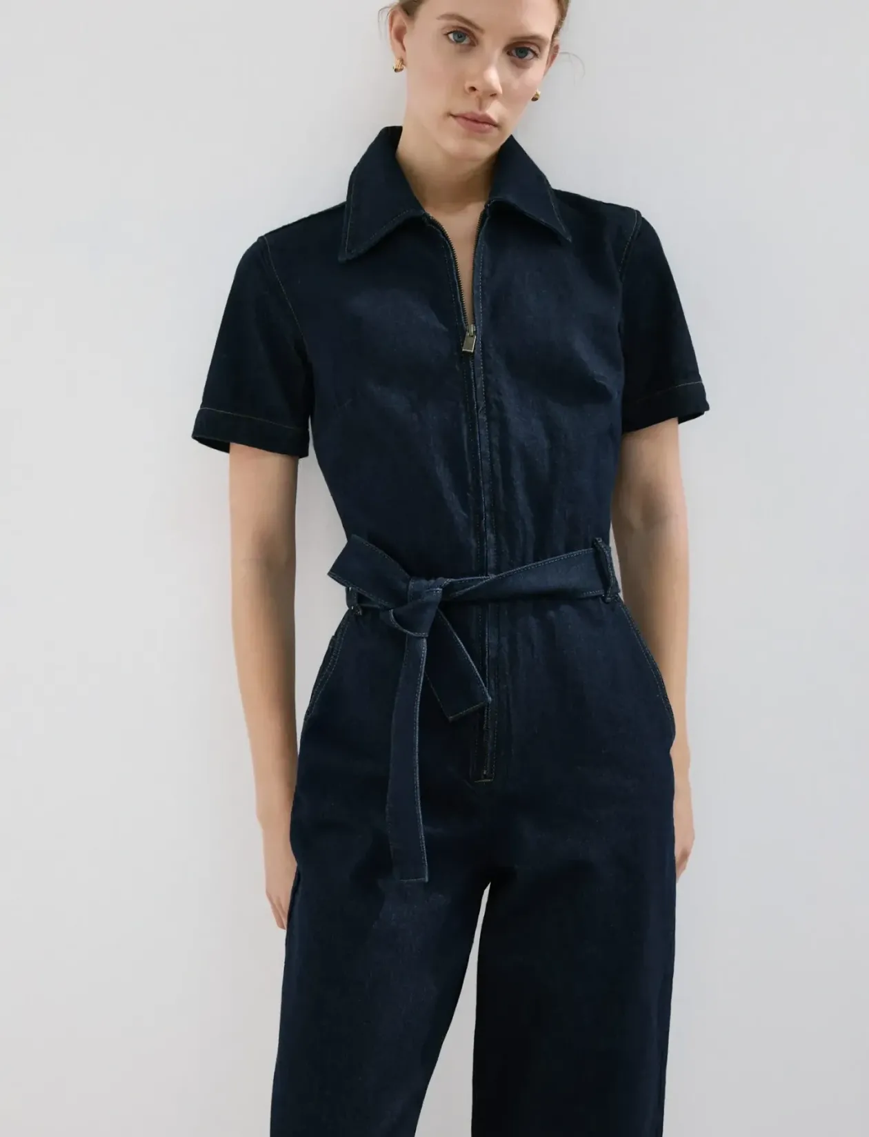Belt denim jumpsuit - Buksedragter