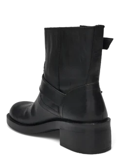 BIAHARPER Mid Calf Biker Boot Pull Up Leather - Ankelstøvler med hæl