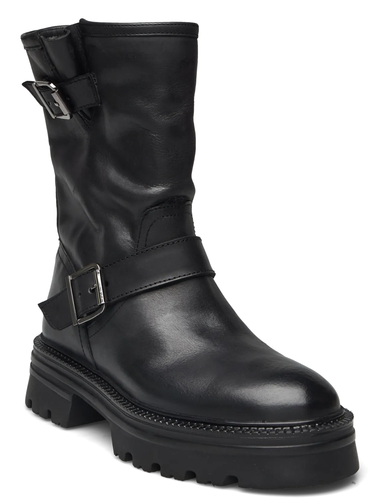 BIAMELLA Pull On Buckle Boot Smooth Leather - Flade ankelstøvler