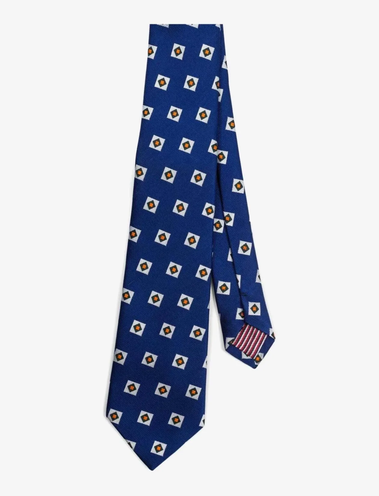 Blue Orange Triple Square Silk Tie - Slips