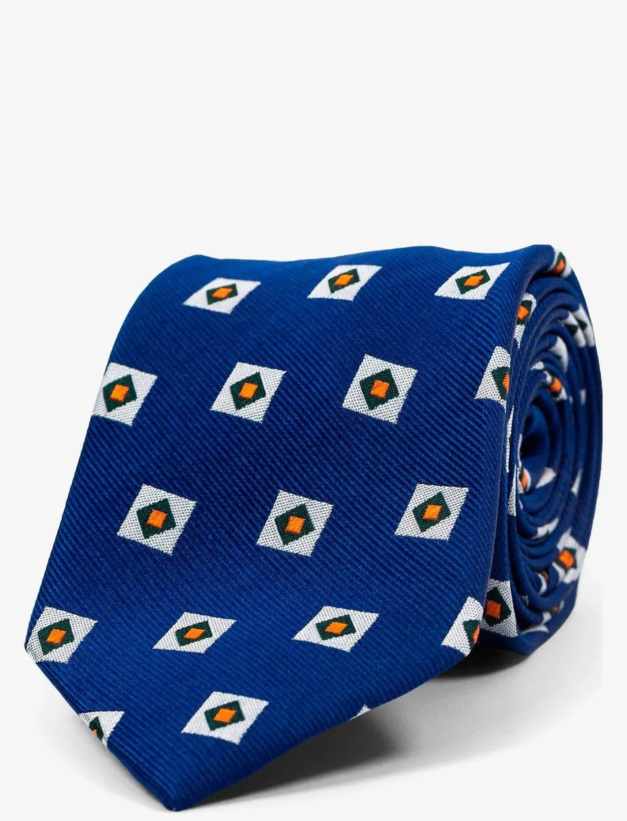 Blue Orange Triple Square Silk Tie - Slips
