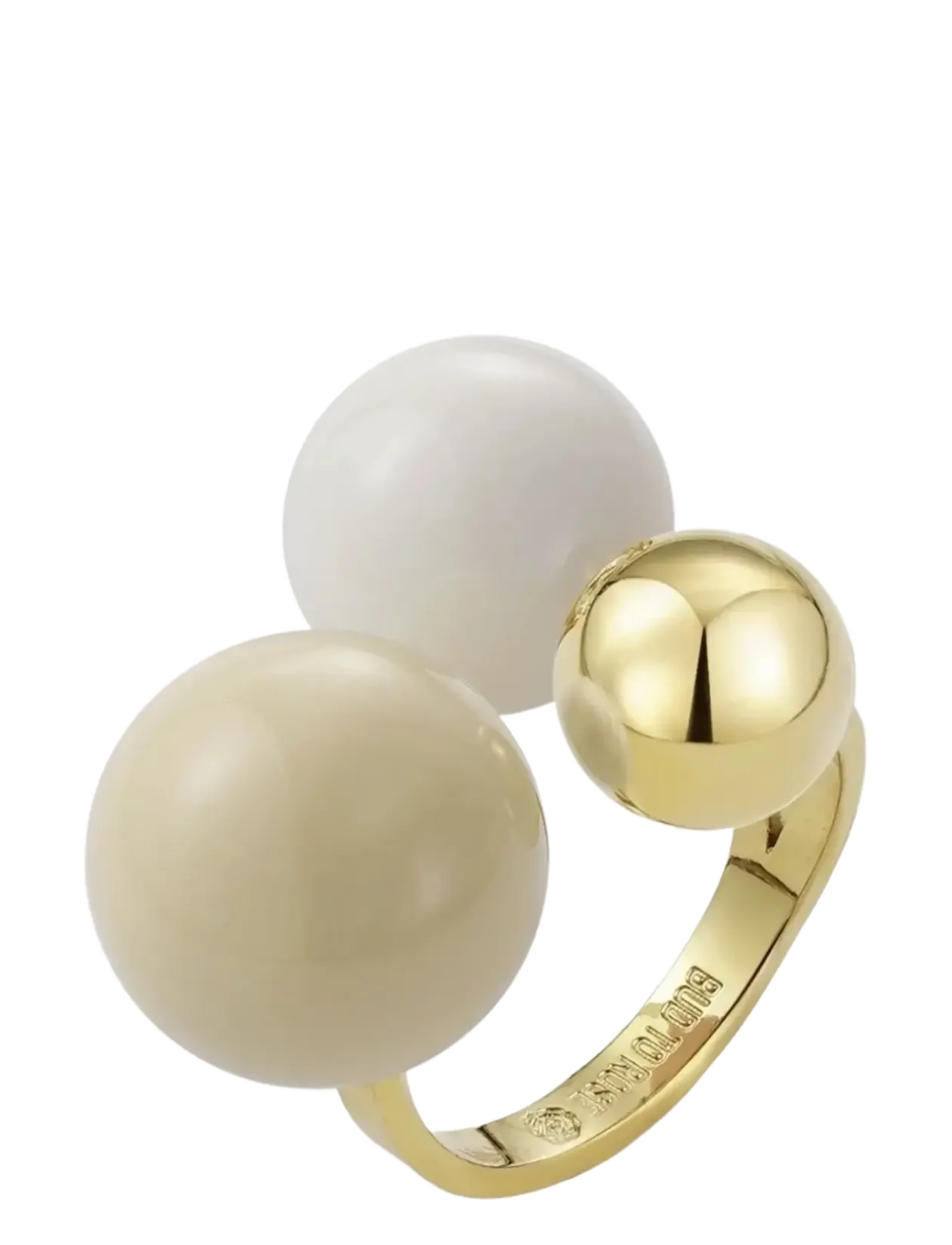Brea Enamel Large Ring Ivory/White/Gold - Ringe