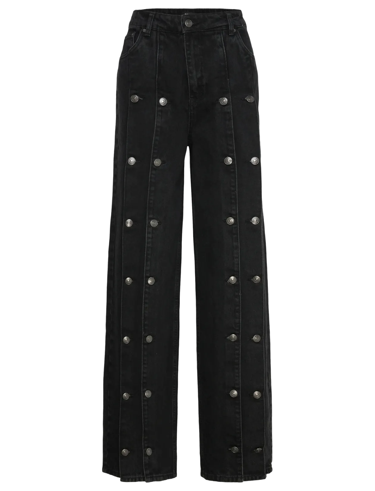 BUTTON DETAIL WIDE JEANS - Brede jeans