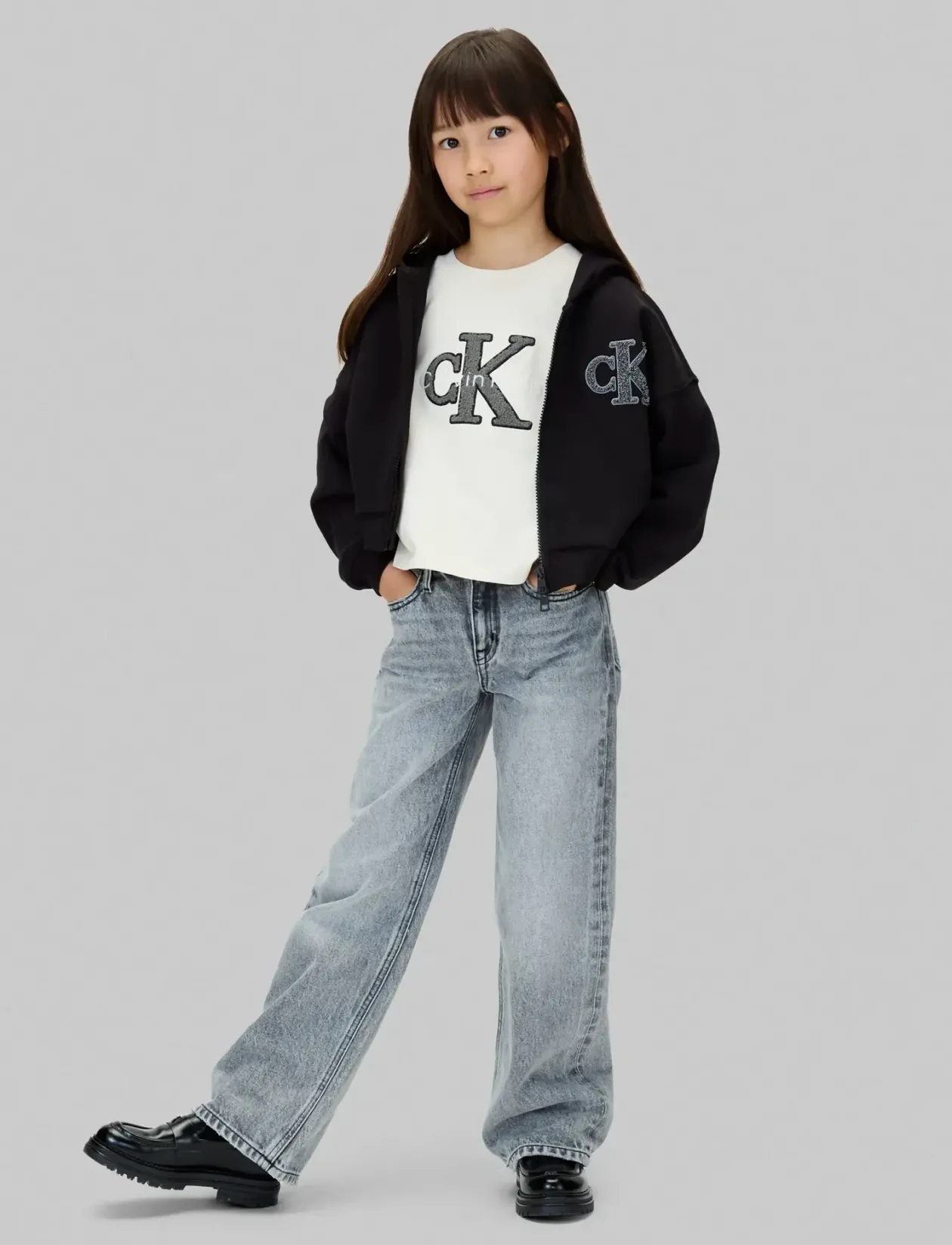 CK LOGO TERRY ZIP THROUGH - Hættetrøjer