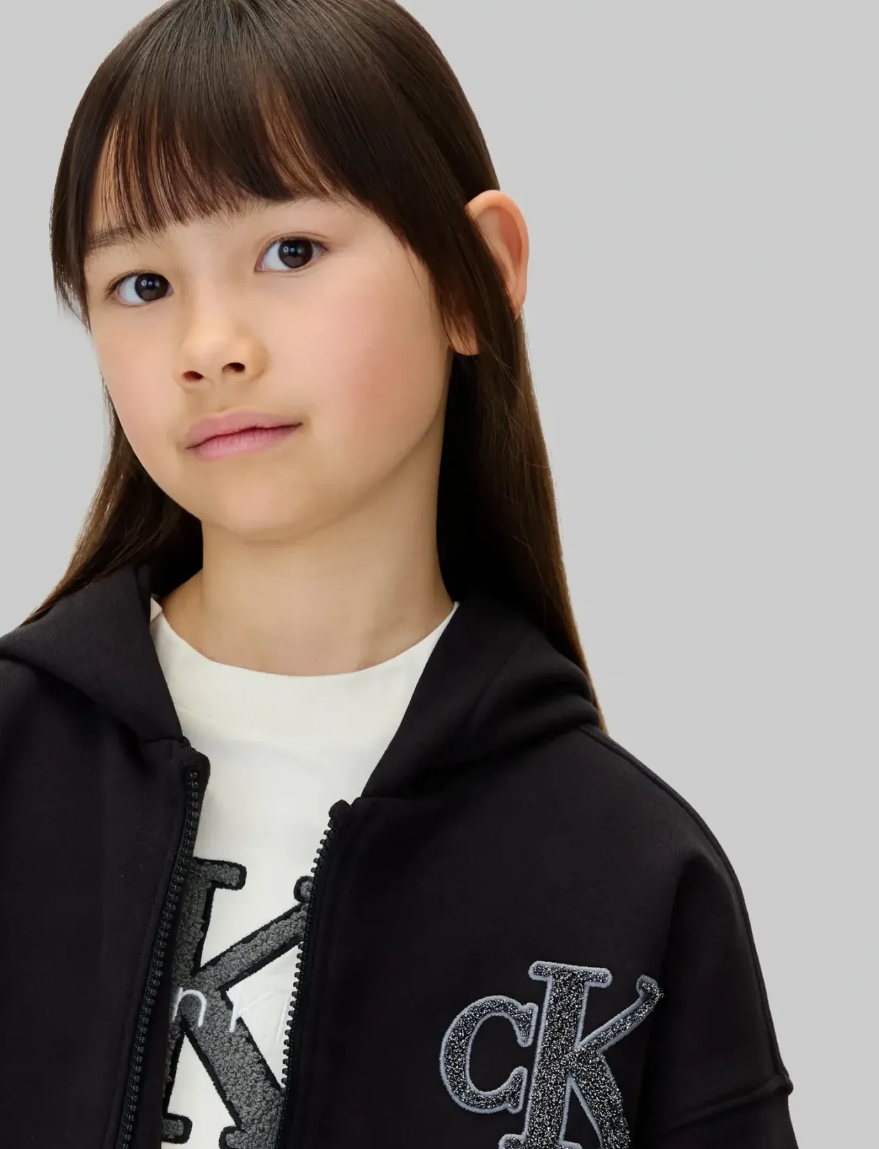 CK LOGO TERRY ZIP THROUGH - Hættetrøjer