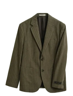 COT/LINEN PINSTRIPE SUIT JACKET - Enkeltradede blazere