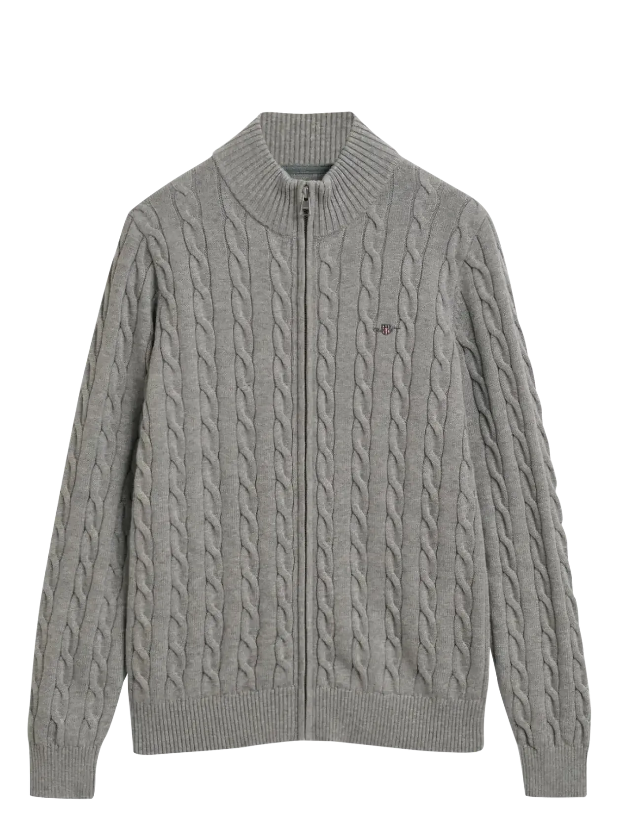 COTTON CABLE FULL ZIP CARDIGAN - Cardigans