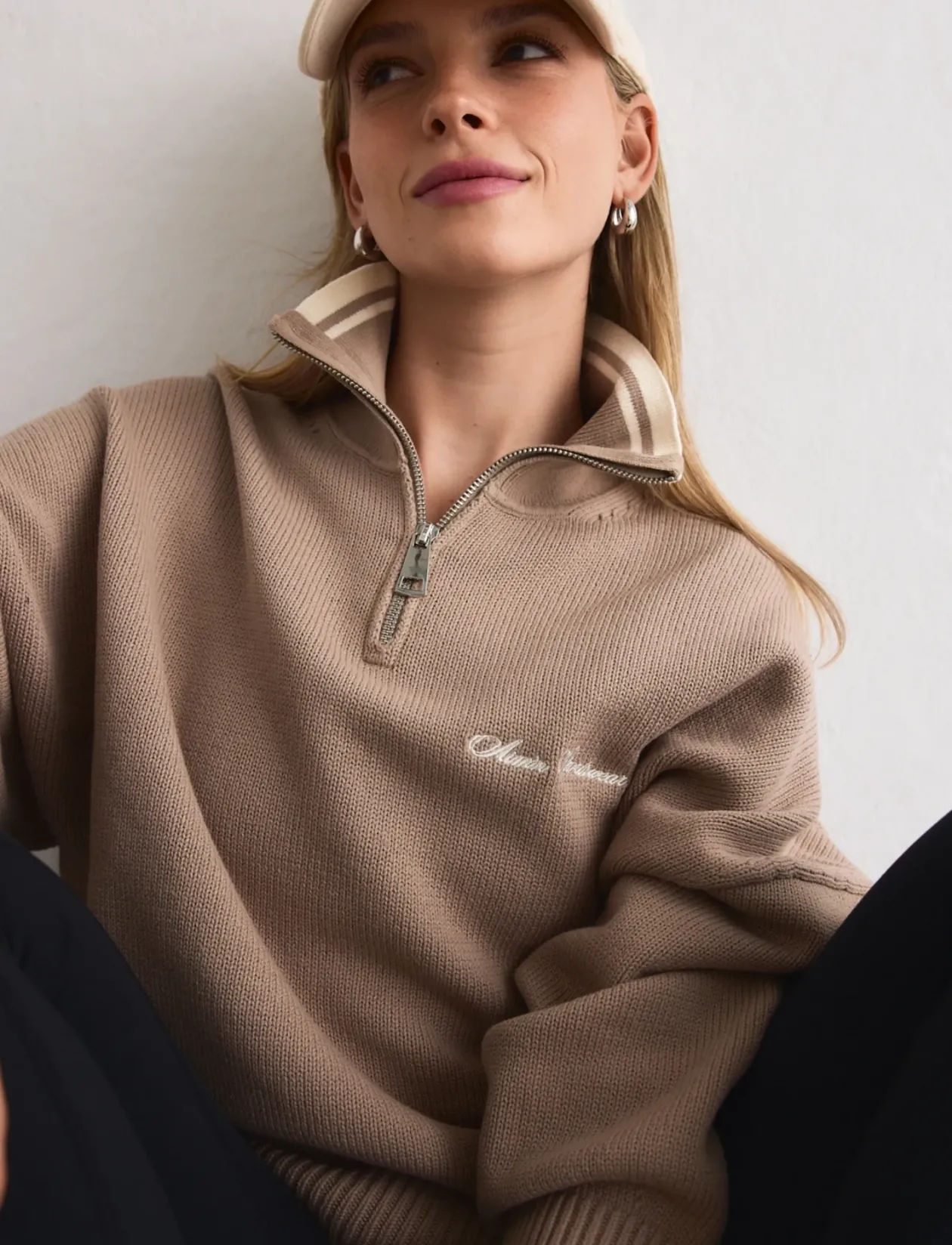 Cotton Knit Half Zip - Sweatshirts