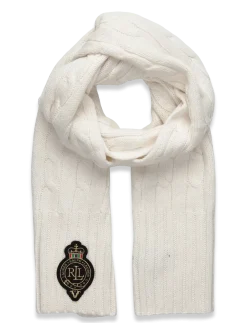 Crest-Patch Cable-Knit Scarf - Halstørklæder