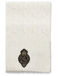 Crest-Patch Cable-Knit Scarf - Halstørklæder