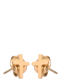 Cross - Earstuds Gold-plated Steel - Øreringe