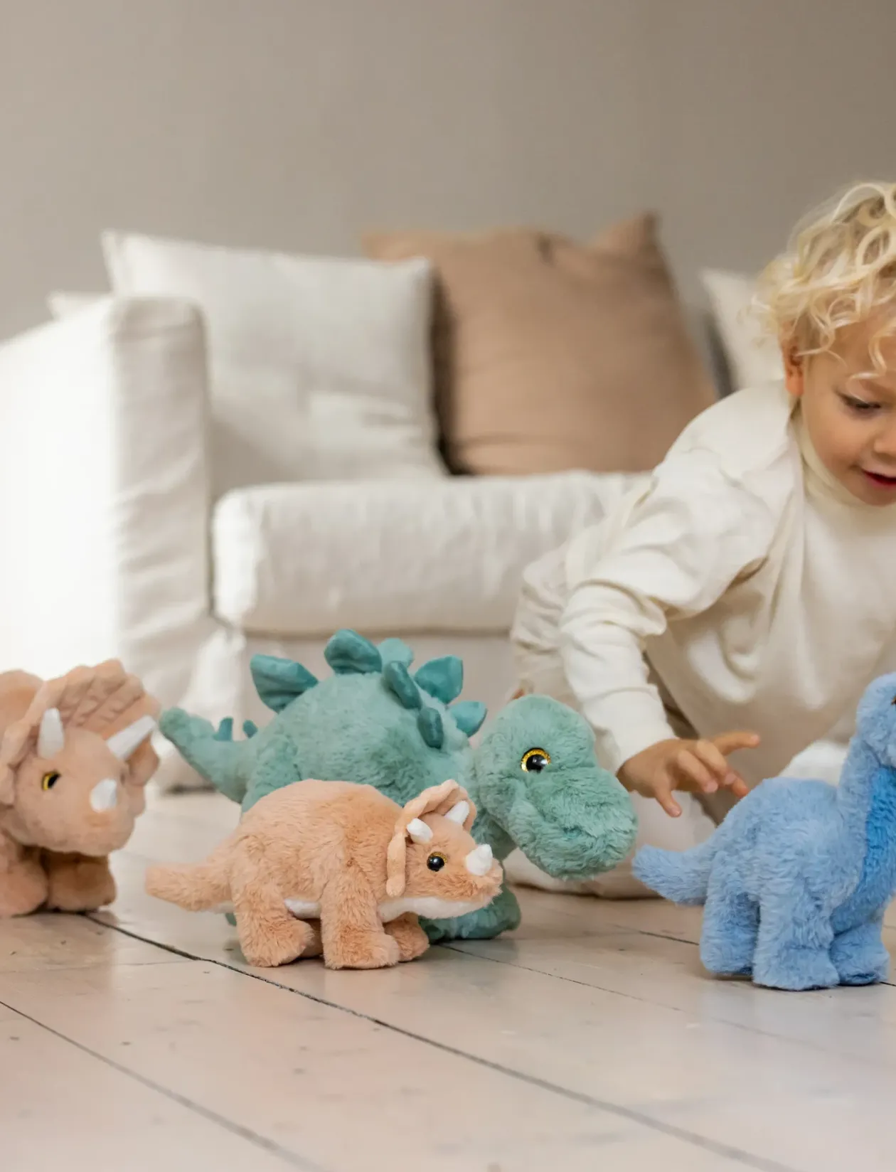 Dino, Triceratops, Aprikos, Liten - Tøjdyr