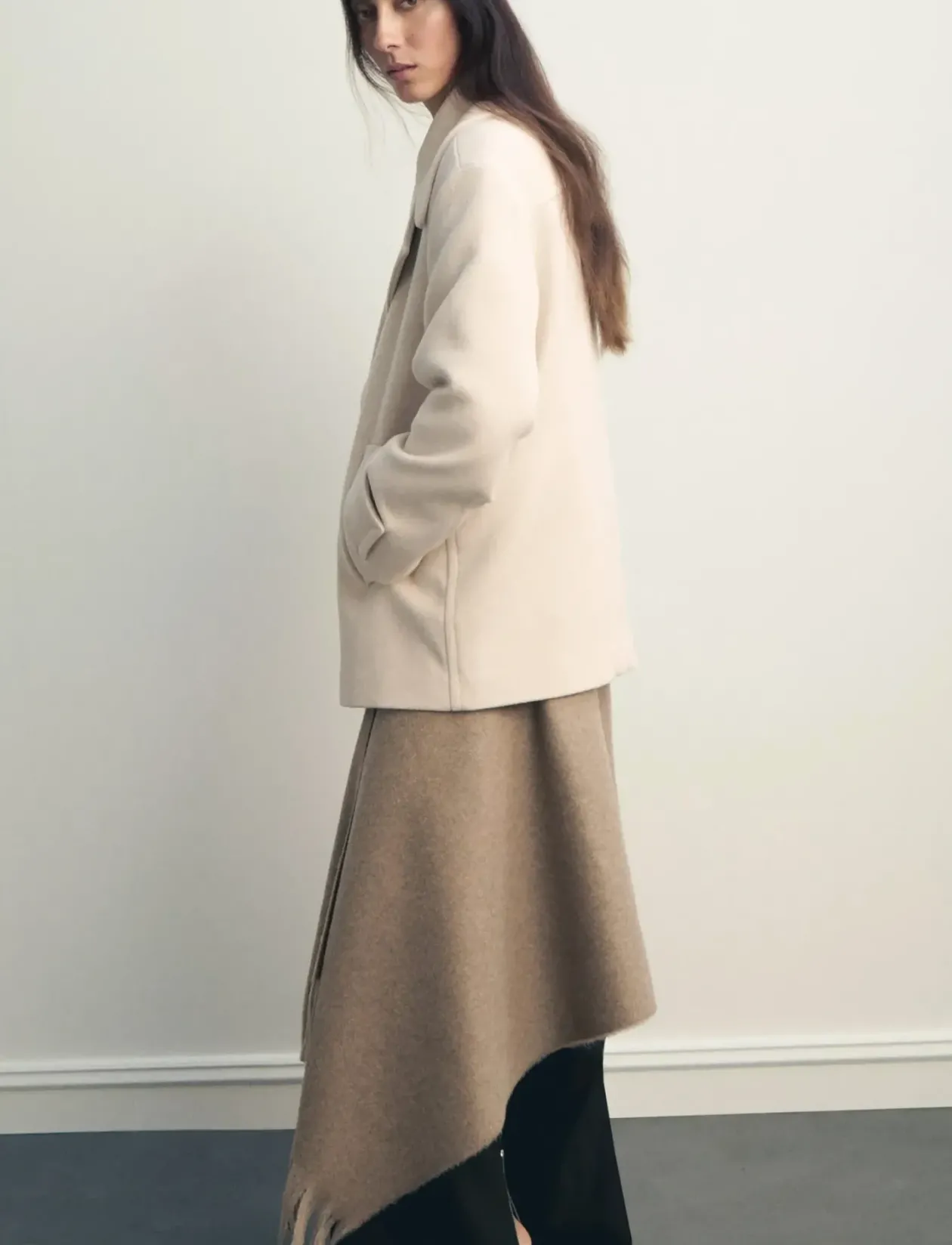 Double-breasted wool-blend coat - Uldfrakker