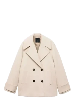 Double-breasted wool-blend coat - Uldfrakker