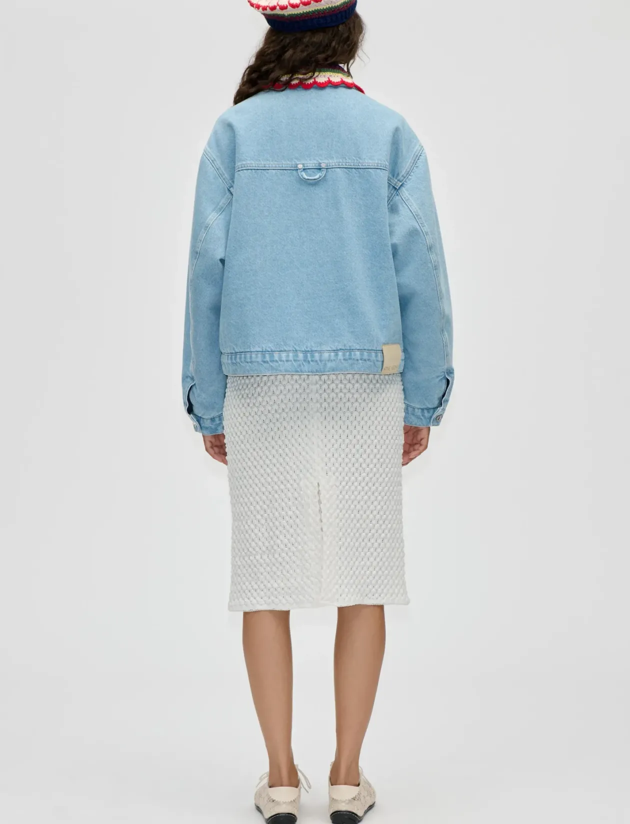 Double Rinse Denim, Collared Cropped Bomber - Denimjakker