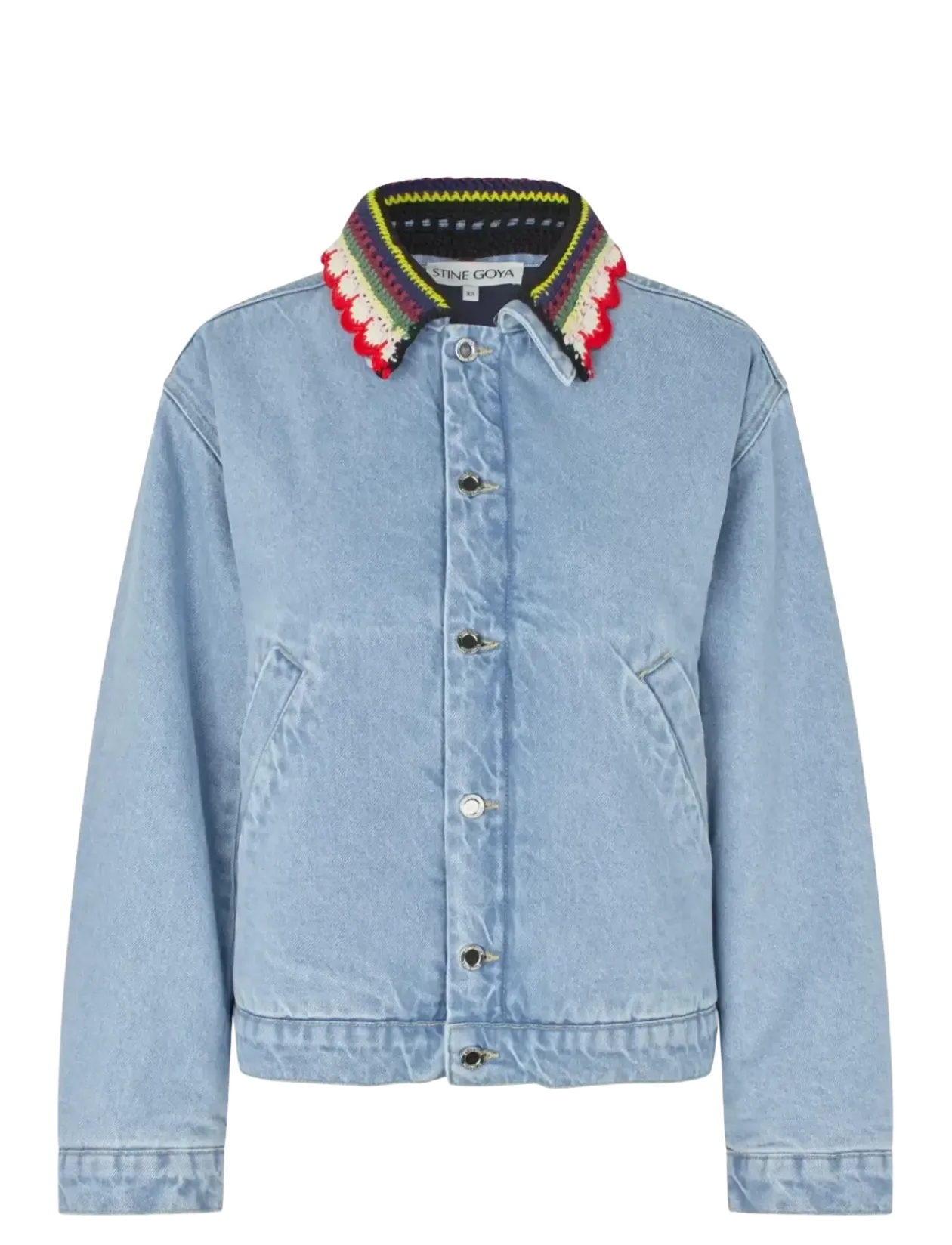 Double Rinse Denim, Collared Cropped Bomber - Denimjakker