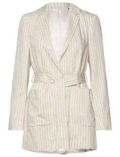 D2. PINSTRIPE BELTED BLAZER - Blazere med bælte
