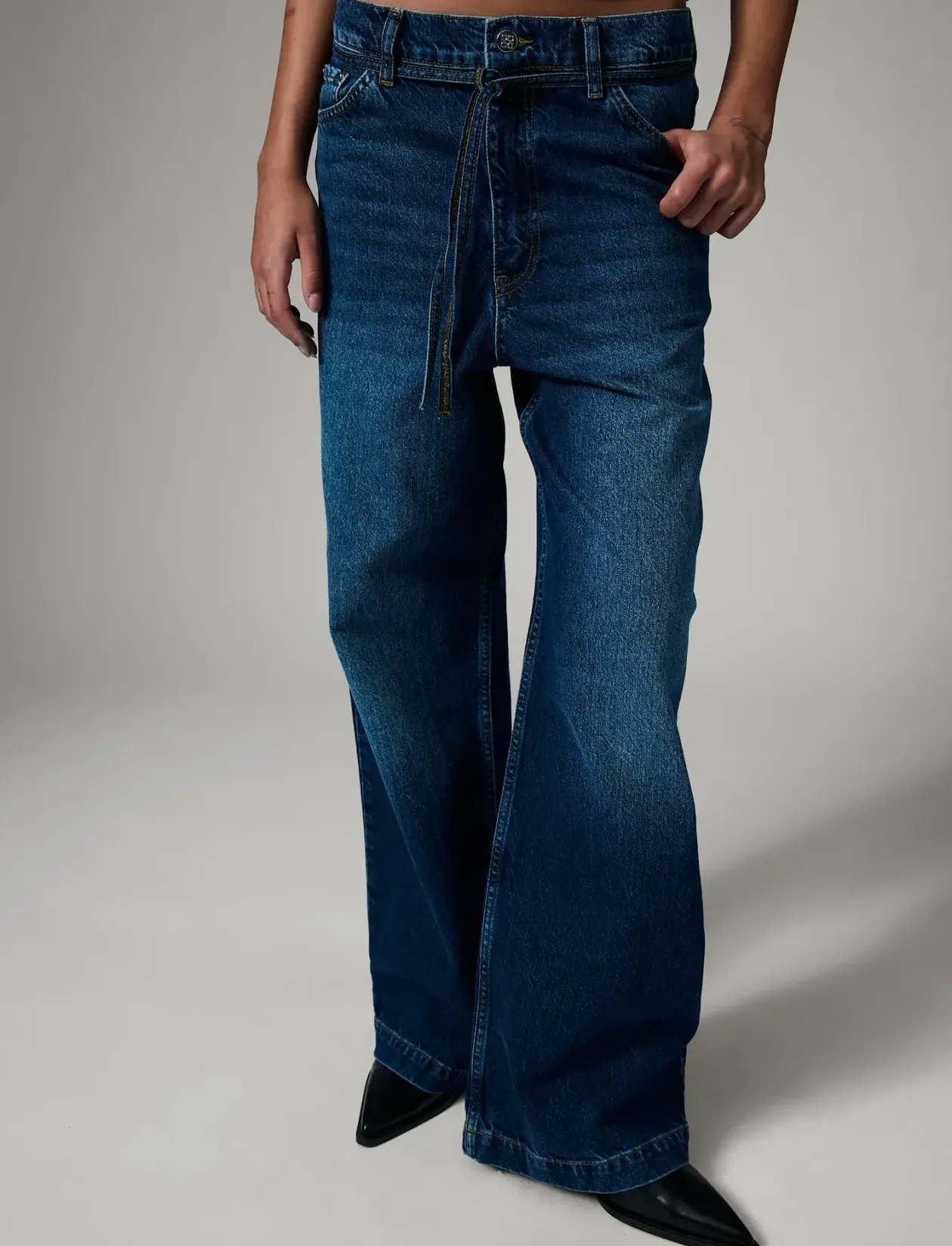 Elijah - Medium Blue Denim - Brede jeans