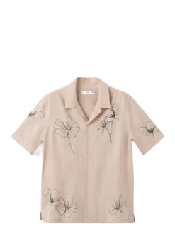 Embroidered detail regular fit shirt - Kortærmede