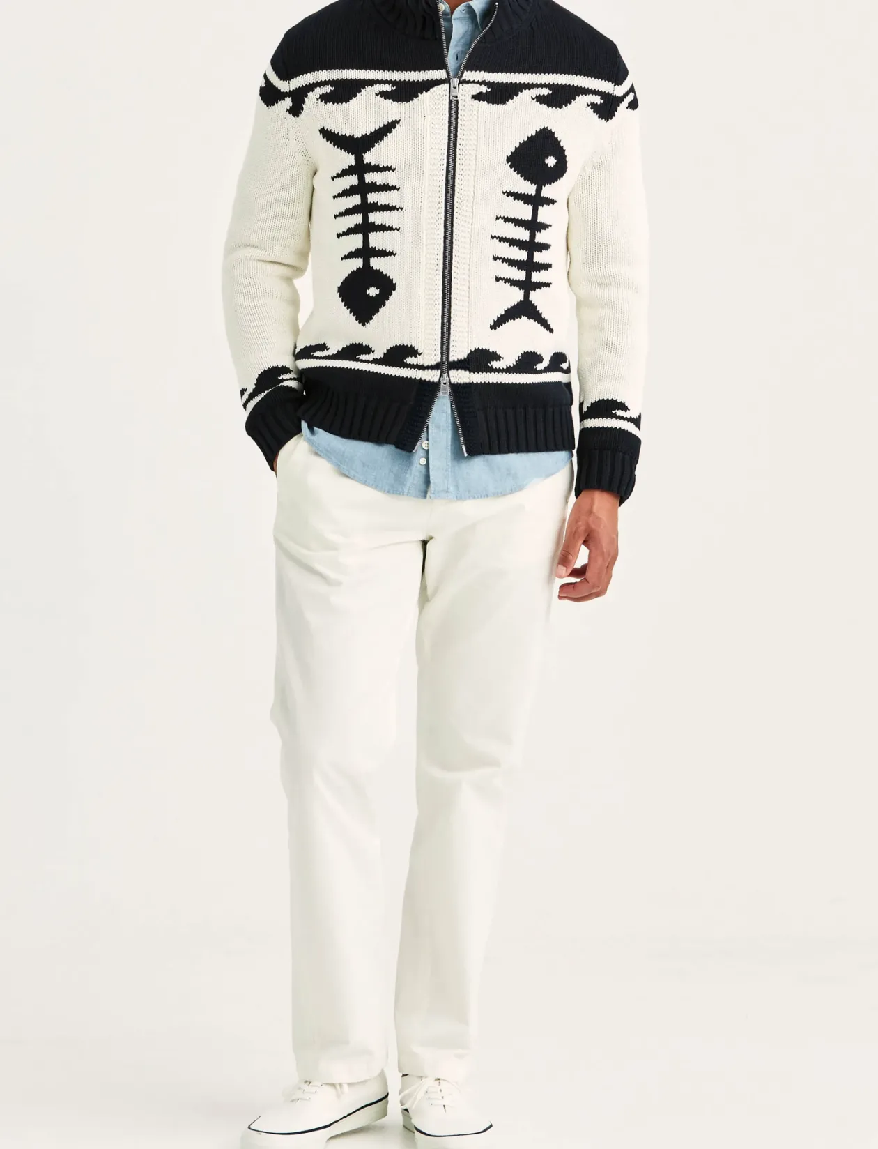Fishbone Knitted Zip Jacket - Fullzip strik
