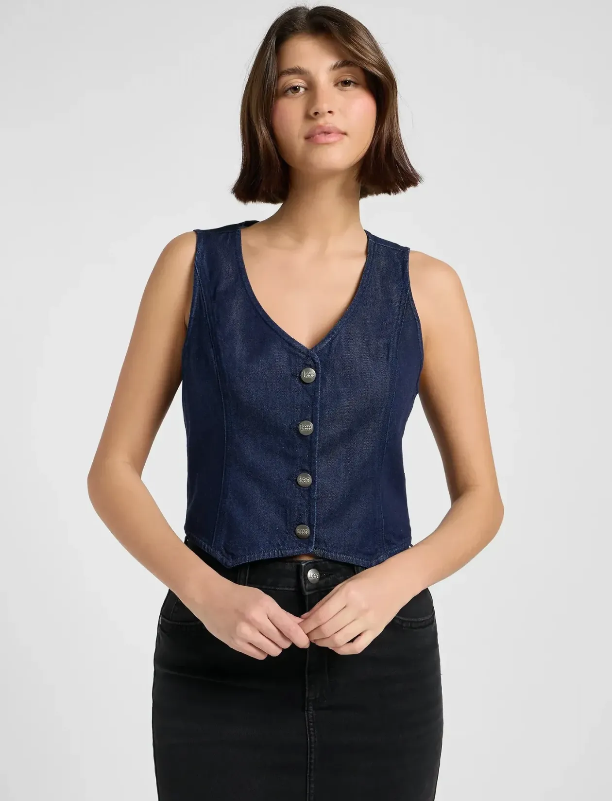 FITTED VEST - Denimveste