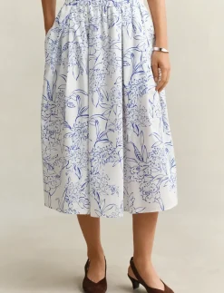 FLORAL PRINT PULL ON SKIRT - Midinederdele