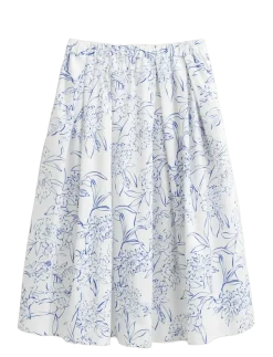 FLORAL PRINT PULL ON SKIRT - Midinederdele