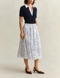 FLORAL PRINT PULL ON SKIRT - Midinederdele
