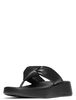 F-MODE KNOT SOFT-LEATHER FLATFORM TOE-POST SANDALS - Platformsandaler