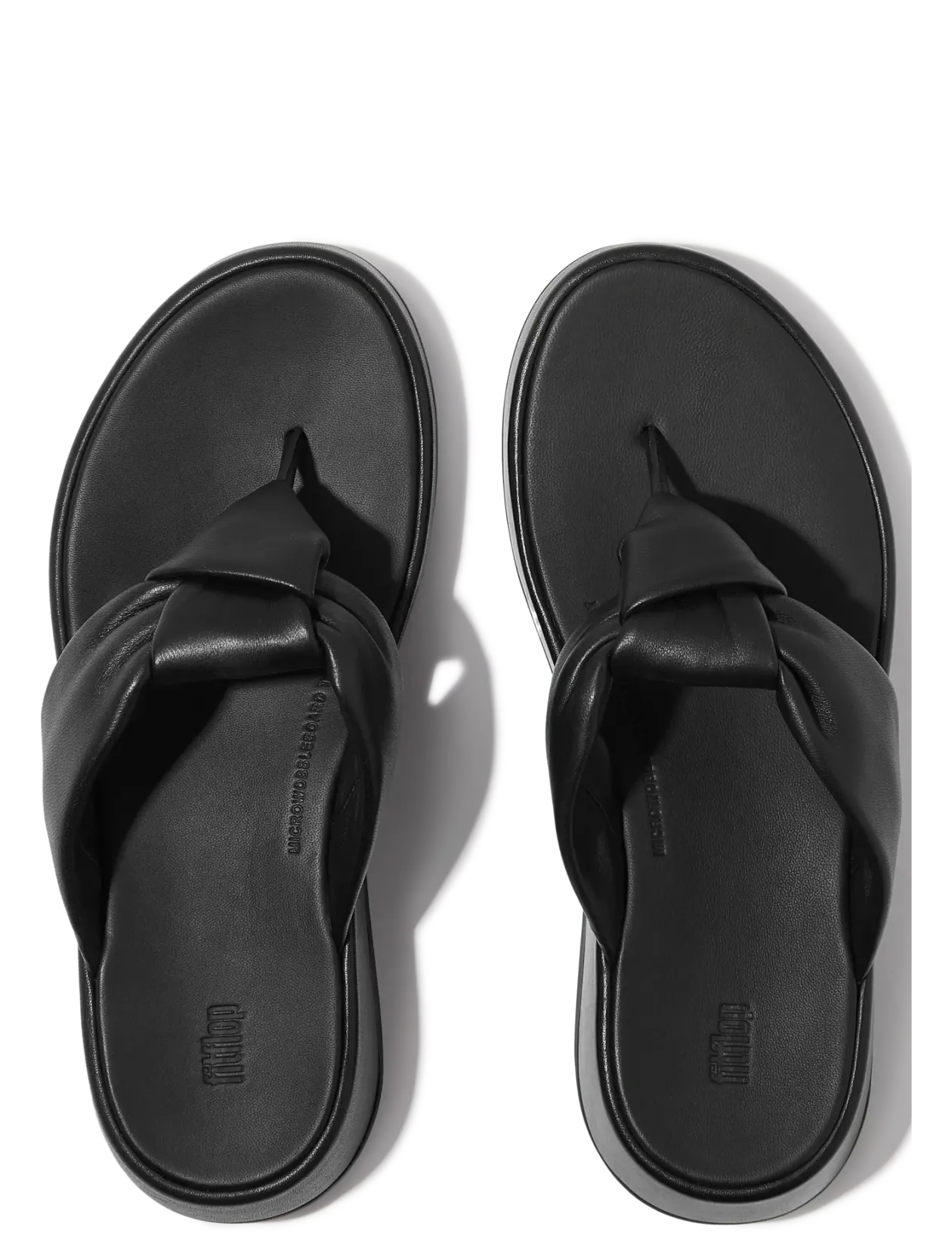 F-MODE KNOT SOFT-LEATHER FLATFORM TOE-POST SANDALS - Platformsandaler