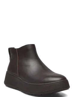 F-MODE LEATHER FLATFORM ZIP ANKLE BOOTS - Flade ankelstøvler