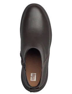 F-MODE LEATHER FLATFORM ZIP ANKLE BOOTS - Flade ankelstøvler