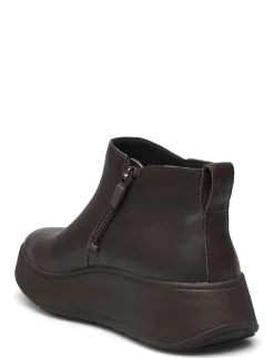 F-MODE LEATHER FLATFORM ZIP ANKLE BOOTS - Flade ankelstøvler