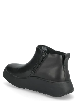 F-MODE LEATHER FLATFORM ZIP ANKLE BOOTS - Flade ankelstøvler