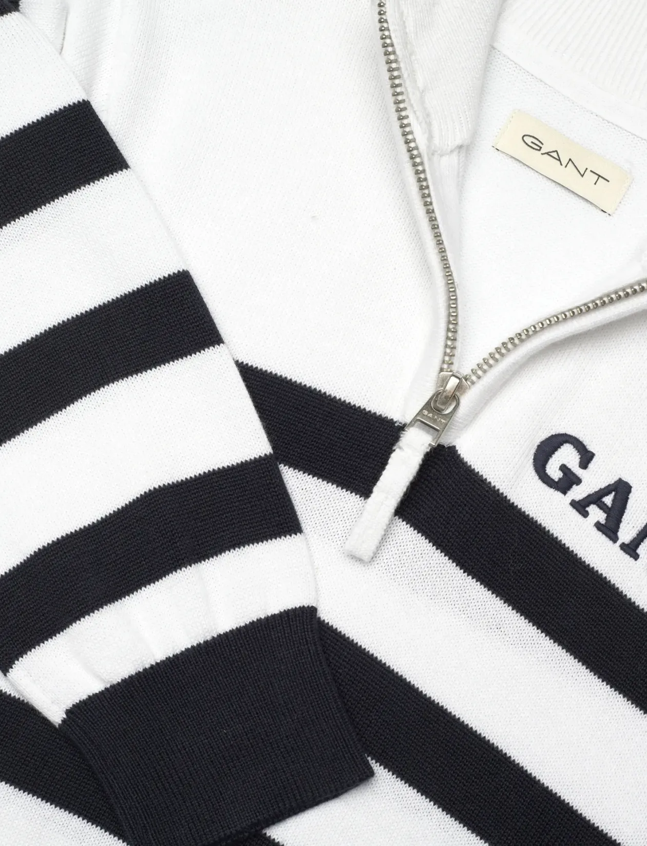 Gant Knitted Breton Stripe Zip Funnel - Trøjer