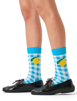 Gingham Lemon Sock - Sokker