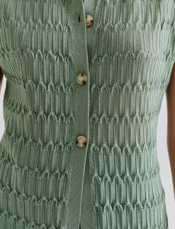 Hele Long Structure Knitted Vest - Strikveste