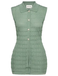 Hele Long Structure Knitted Vest - Strikveste
