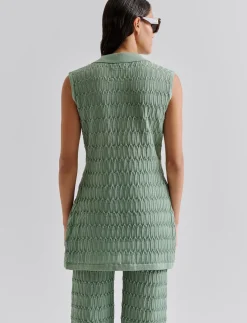Hele Long Structure Knitted Vest - Strikveste