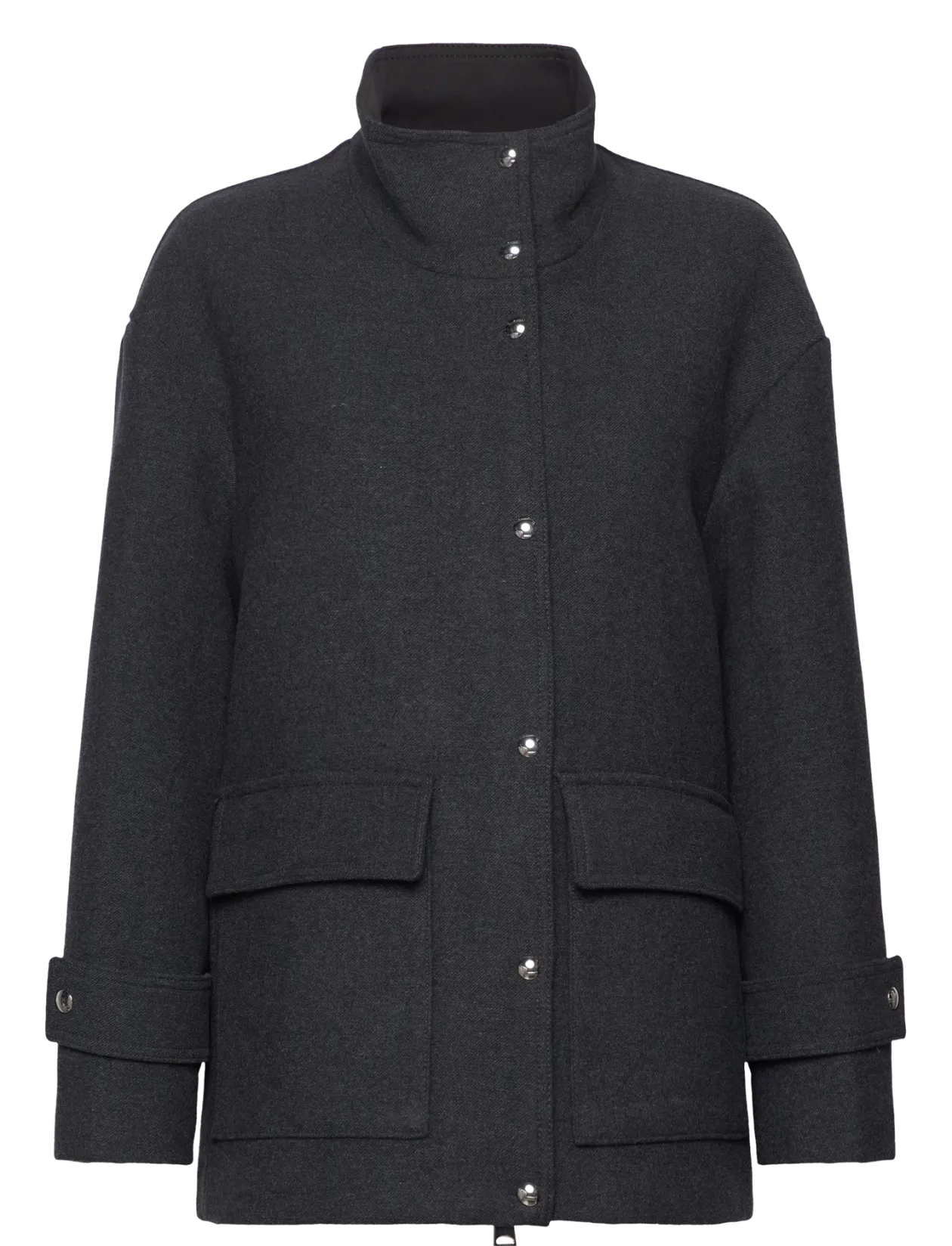 High neck midi wool coat - Uldfrakker