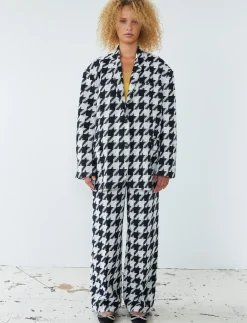 Houndtooth oversized blazer - Enkeltradede blazere