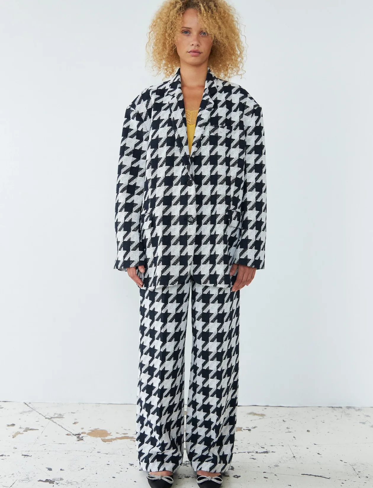 Houndtooth oversized blazer - Enkeltradede blazere