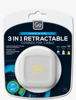 3 in 1 Retractable Connector Cable (1M) - Rejse tilbehør